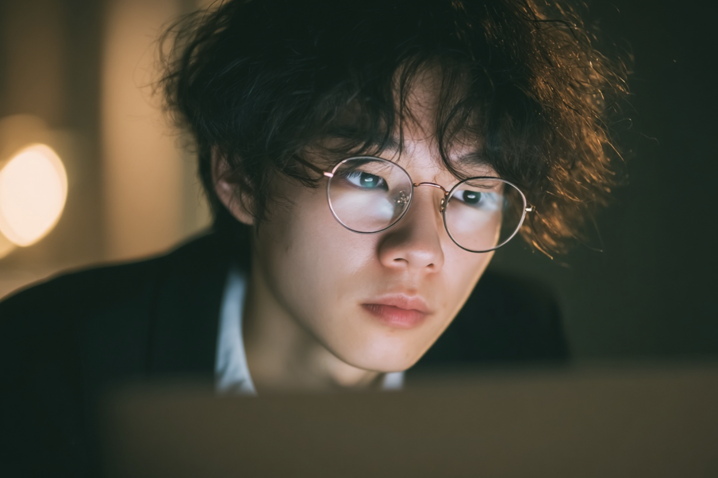 컴퓨터 화면을 쳐다보면서 블로그 컨텐츠를 작성하고 있는 젊은 마케터의 모습